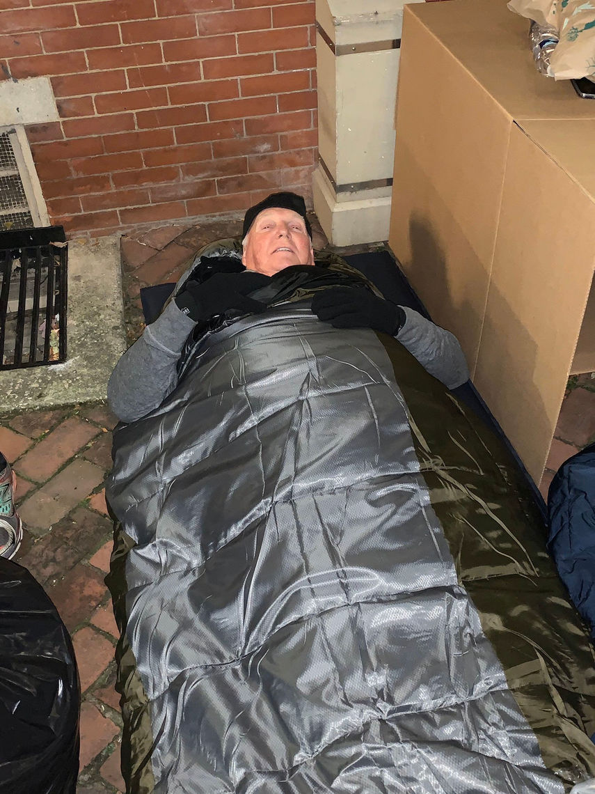 Phillies Wall of Famer, Charlie Manuel went without a box at our Fall Sleep Out in 2019